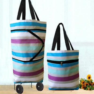 China Eco-friendly Reusable Collapsible Collapsible Shopping Bag Trolley Bag on Wheels for Women Shopping Trolley Dolly Hard Wearing and Stowable Easy to Storage for sale