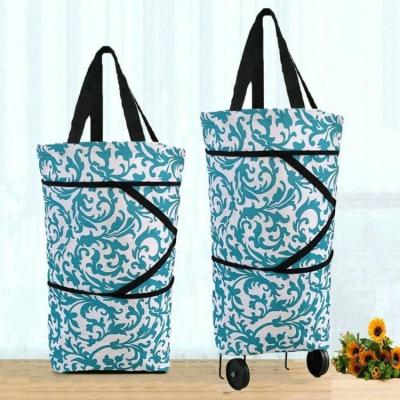 China Eco-Friendly Reusable Collapsible Shopping Bag With Wheels Folding Reusable Supermarket Tote Bags On Wheels Folding Trolley Bag Grocery Cart for sale