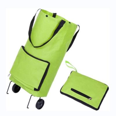 China Eco-Friendly Reusable 2 in 1 Collapsible Foldable Shopping Cart Zipper Closure Grocery Cart Multifunctional Telescopic Storage Bag for Travel Shopping for sale