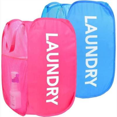 China Modern Foldable Automatic Mesh Laundry Hamper with Side Pocket Clothes Laundry Hamper Storage Bag with Carry Handles for Dirty Clothes for sale