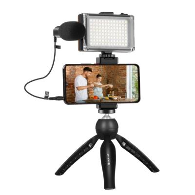 China Original PULUZ Handheld Microphone Factory Price Microphone + LED Light + Tripod Mount + Stand Live Broadcast Smartphone Video Phone Light for sale