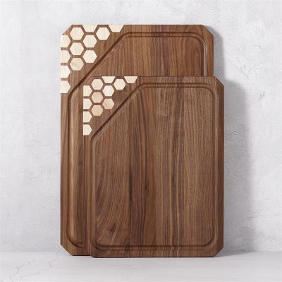 China Custom USA Design Honeycomb Hard Maple Sustainable Decorative Black Walnut Wholesale New Wooden Cutting Boards for sale