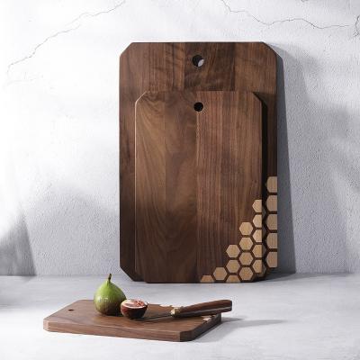 China Wholesale Wooden Viable Black Maple Walnut Set Wood Hard Cutting Boards With Hanging Hole for sale