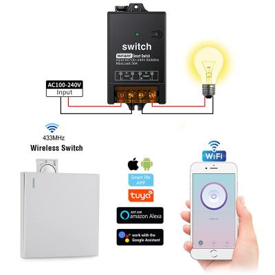 China Tuya rf Wifi lamp switch 40a homekit ac smart wifi rf controller home system switches tuya smart wireless remote control smart home switch for sale