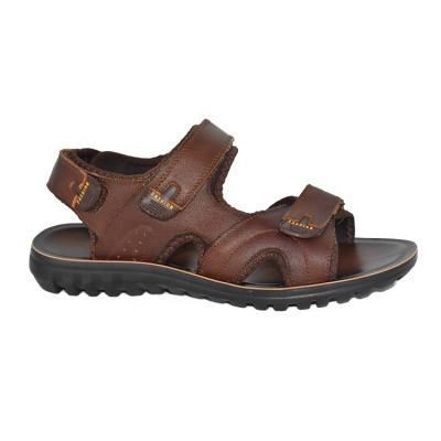 China Hot Factory Products Fashion Brown PU Leather Tops Direct Grade Breathable Men's Sandals for sale