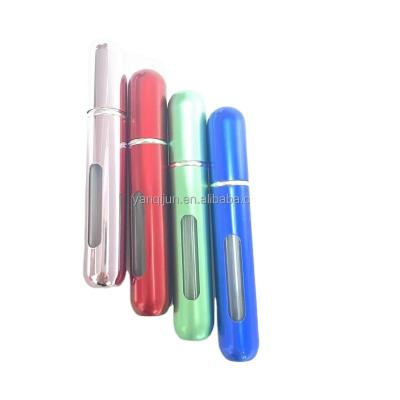 China Wholesale Bullet Bottom Filled Round Aluminum Head Bottle Perfume Leak Proof Aluminum Bottle With Bag For 5ML for sale