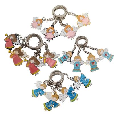 China Wholesale Custom Key Chain Eco-friendly Sublimation Logo Metal Key Chain Enamel Fashion Angel Blank for sale