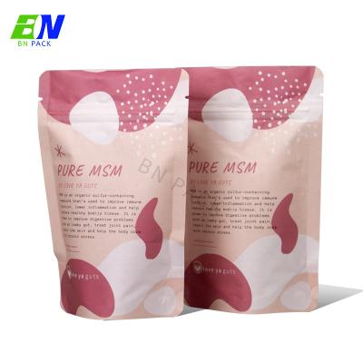 China Custom Digital Printed Moisture Proof Kraft Paper Stand Up Pouch Ziplock Compostable Bags For Bath Salts Packaging for sale