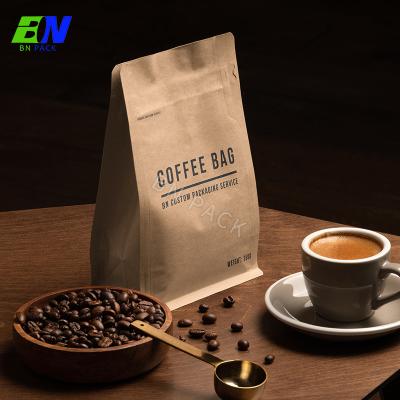 China Moisture Proof Eco-Friendly Natural Box Coffee Paper Packaging Bag Bottom Pouch With Ziplock And Valve for sale