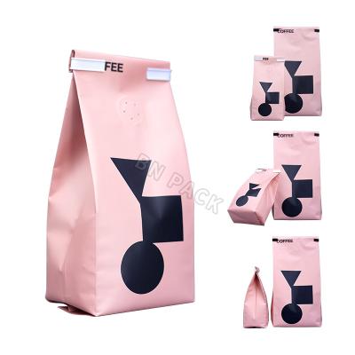 China 100% Eco-friendly 100% Food Grade Flat Bottom Pouches With Zipper Custom Printed Tea Bags Pack Coffee With Valve Coffee Packaging for sale