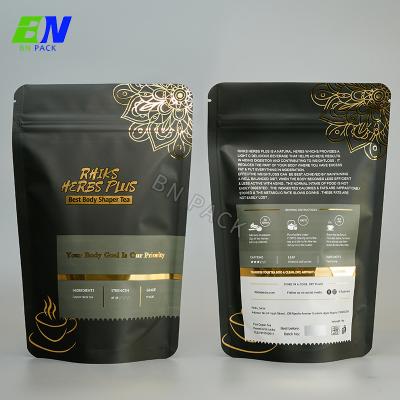 China Custom food grade moisture proof matte finish doypack in gold finished 5 days lead time for sale