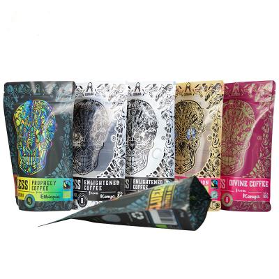 China Biodegradable Maker Digital Printing Plastic Stand Up Pouch Coffee Mylar Bag Food Packaging With Window And Zipper for sale