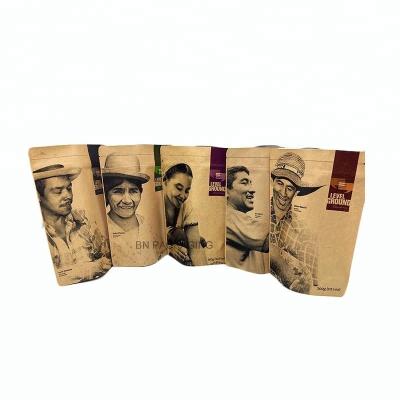 China Recycled Standup Materials 100g 250g 500g China Suppliers Heat Seal Kraft Paper Tea/Coffee Packaging Bag for sale