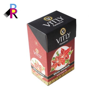 China paper & Luxury Full Color Printing Cardboard OEM Brand Design CMYK Black Tea Package Box for sale