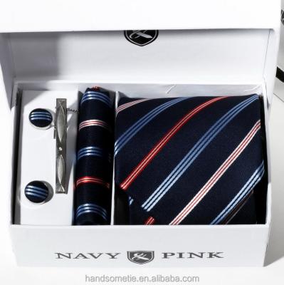 China Custom Polyester Latest Style Link Cufflink Handkerchief Set for sale