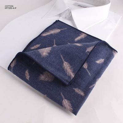 China Handsome Jacquard Feather Mens Cotton Flannel Casual Brushed Pocket Squares for sale