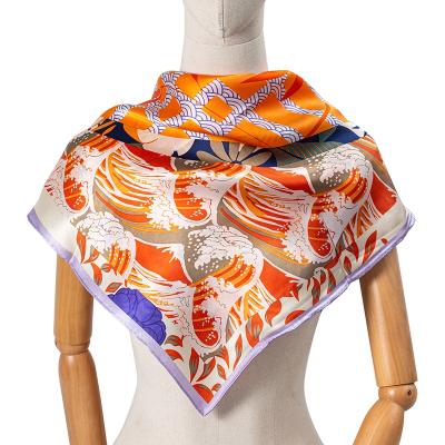 China Custom Designer Square Scarf Styles Silk for Ladies Silk Bandana Scarves for sale