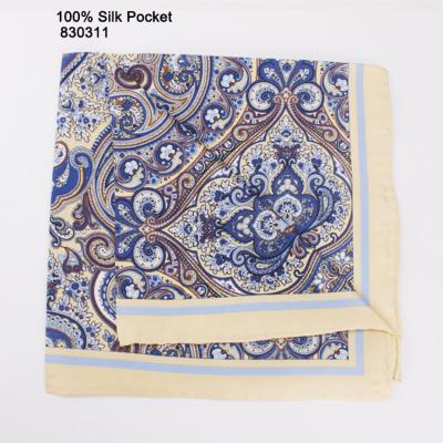 China 100% Classic Men's Classic Paisley Design ODM New Design Pocket Square 100% Silk Digital Printed Silk Pouch for sale