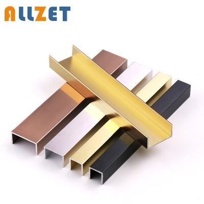 China Allzet Modern Aluminum U Shaped Dark Edging Furniture Edge Joint Panel Factory Custom for sale