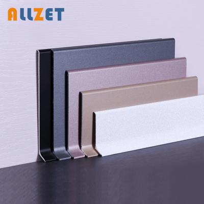 China Profile 60mm Wall Protector Modern Self Adhesive Aluminum Skirting Board Base Curved Skirting Board Metal Coved Skirting Board for sale