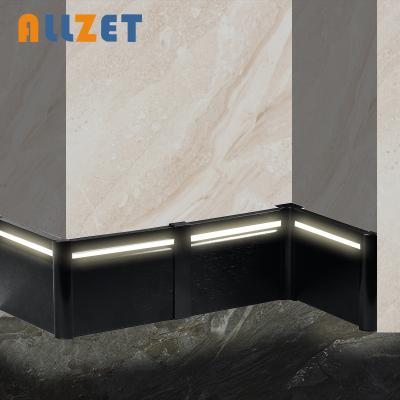 China Allzet Modern Aluminum Led Wall Light Black Skirting Baseboard for sale