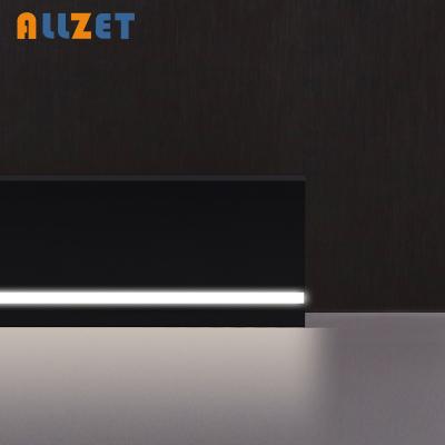 China Allzet USA modern hot sale waterproof decorative floor baseboard led profile skirting board lightweight aluminum. for sale