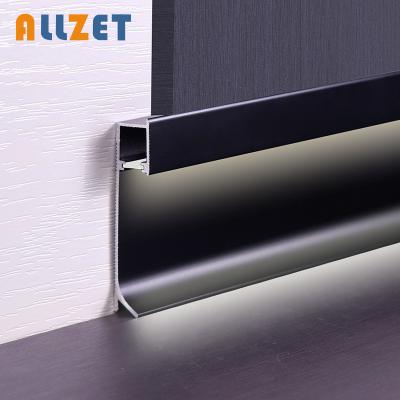 China Modern Aluminum Led Skirting Lights Profile For Wall / Invisible Embedded Skirting Board Baseboard For 12mm Wall Panel for sale