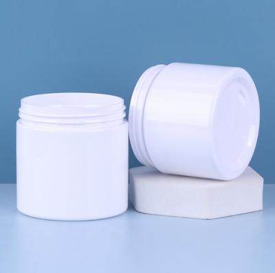 China Straight Sided 4oz 120ml 8oz 250ml Plastic Jars In White With White Foamed Lids Custom Logo Imprinting Available for sale