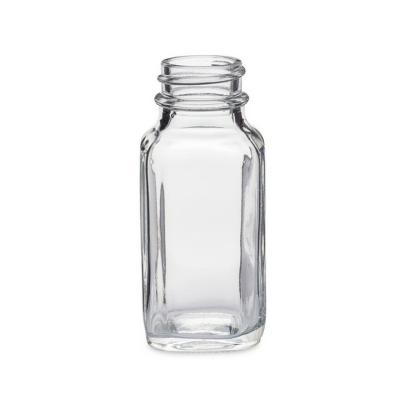 China 16 Ounce Clear Glass French Square 48-400 Beverage Neck Bottles Thick Walled Durable Glass Juice Bottles 2 Ounce 8 Ounce French Square Bottles for sale