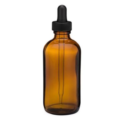 China Cosmetic 1oz 2oz 4oz 60ml 120ml Amber Glass Boston Round Bottles with 24/400 UV Resistant Black Dropper Cap for sale