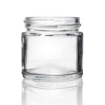 China Clear Glass Cosmetic 1 Ounce 2 Ounce 4oz 8oz 16oz Jars Clear Straight Sided Glass Jars With Lined Aluminum Caps for sale