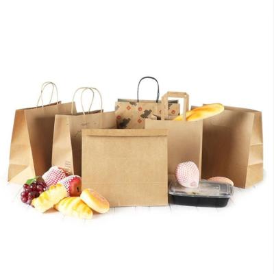 China Customized Biodegradable Take Away Food Bag Fashion Shopping Gift Bag Brown Kraft Paper Bags for sale