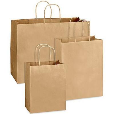 China Custom Printed Brown Biodegradable Kraft Bags Takeawar Shopping Bag Gift Bags Paper Bag With Twist Handles for sale