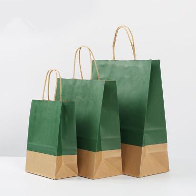 China Biodegradable Recyclable Kraft Paper Bag With Your Own Logo , Custom Shopping Paper Bag For Food With Handle for sale