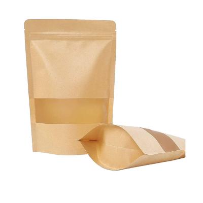 China Wholesale Recyclable Kraft Stand Up Bags Zip Lock Reusable Multipurpose Food Storage Pouch Resealable Lock With Tear Notch for sale