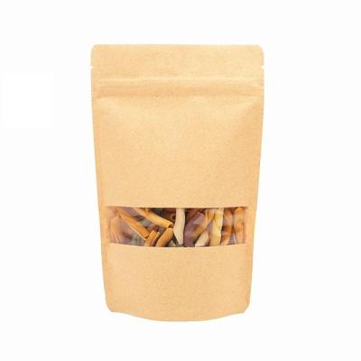 China Recyclable Self Standing Oval Sealed Window Kraft Paper Bag Zipper Tea Food Packaging Bag Wholesale for sale