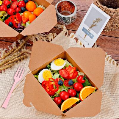 China Recycled Materials Kraft Paper Take Out Food Boxes Wholesale Kraft Food Boxes With Air Hole For Fried Food for sale