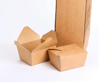 China Recycled Materials 650ml 800ml 1000ml 1400ml 2000ml Disposable Food Containers Preassembled To Go Lunch Boxes For Takeout Restaurants Wrapping Paper for sale