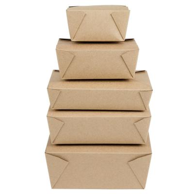 China Recycled Materials Food Containers Food Cardboard Box Kraft Paper Hot Cold Box With Fold-in Fins for sale