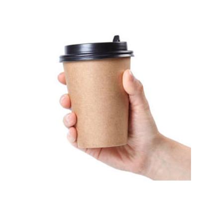 China Biodegradable Insulated Coffee Paper Cups With Lids Hot Drinks Coffee Kraft Paper Takeaway Cups With Custom Logo for sale