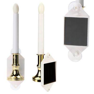 China 2 Candle Light Solar Powered Window Wall Lamp Flameless Solar Powered Flickering Light Hotel Set with Suction Cups for sale