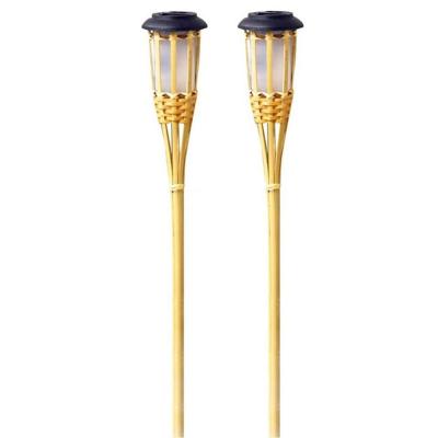 China Solar Bamboo Garden Stake Lights Bamboo Solar Torch Flickering Flameless Light for sale