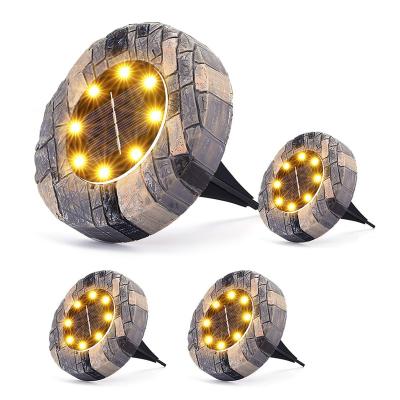 China Garden Stone Disc Light Solar Stone Pathyway Solar Ground Lights for sale