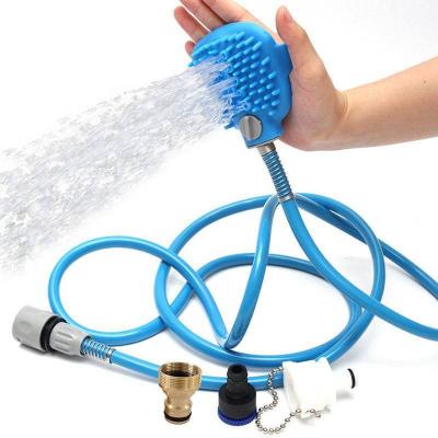 China Viable Dog Bathing Supplies Sprayer Scrubber Wash Hose Pet Bath Brush with Shower Attachment Pet Grooming Tool Dog Bath Brush for sale