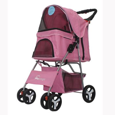 China Lightweight 4 Wheels Portable Luxury Pet Trolley Easy Folding Travel Cat Dog Carrier Outdoor Pet Stroller for sale