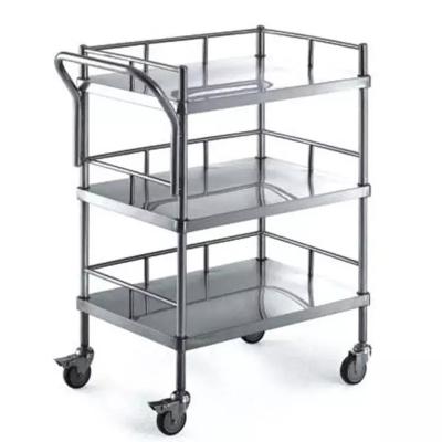 China Chinese Hospital Medical Furniture Two Three Layers Mobile Instrument Trolley Stainless Steel Emergency Nursing Cart Medicine for sale