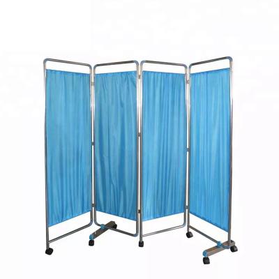 China Stainless Steel Three Movable Movable Hospital Clinic Furniture Screen 3 Four Bedside Folding Ward Folding Screens INC-S01 4 Section for sale