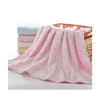 China 2021 Anti-Static Super Soft Fleece Embossed Minky Stitch Baby Blanket Plush Blankets Fabric For Newborn Baby for sale