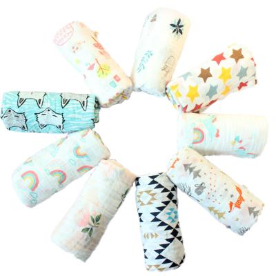 China Factory Anti-Static 100% Cotton Woven Baby Printed Muslin Blanket 2 Layers Wrap Blankets For Bed for sale