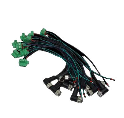 China Electronic high quality custom waterproof circular M12 4pin female connector to spade with 24AWG wiring for sale